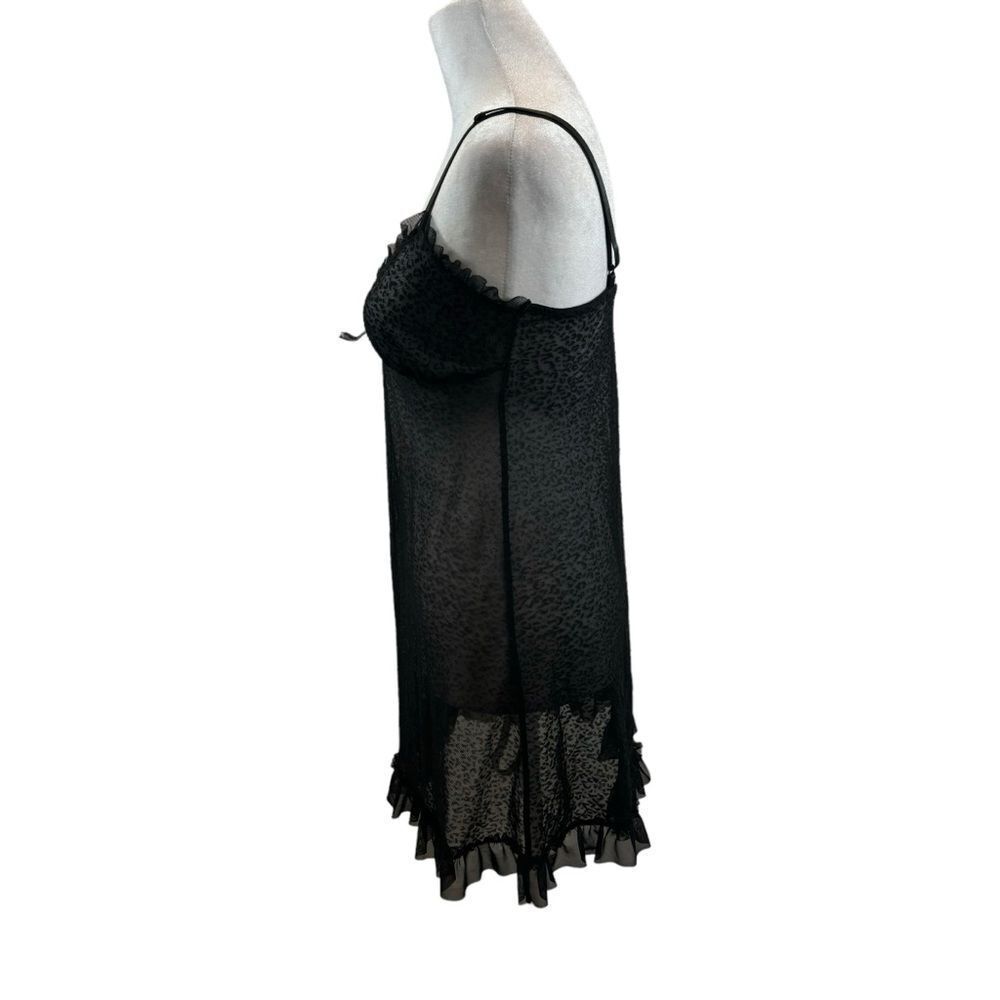 Marilyn Monroe‎ Sheer Black Leopard Print Ruffle Detail Short Nightgown Small - Picture 5 of 10